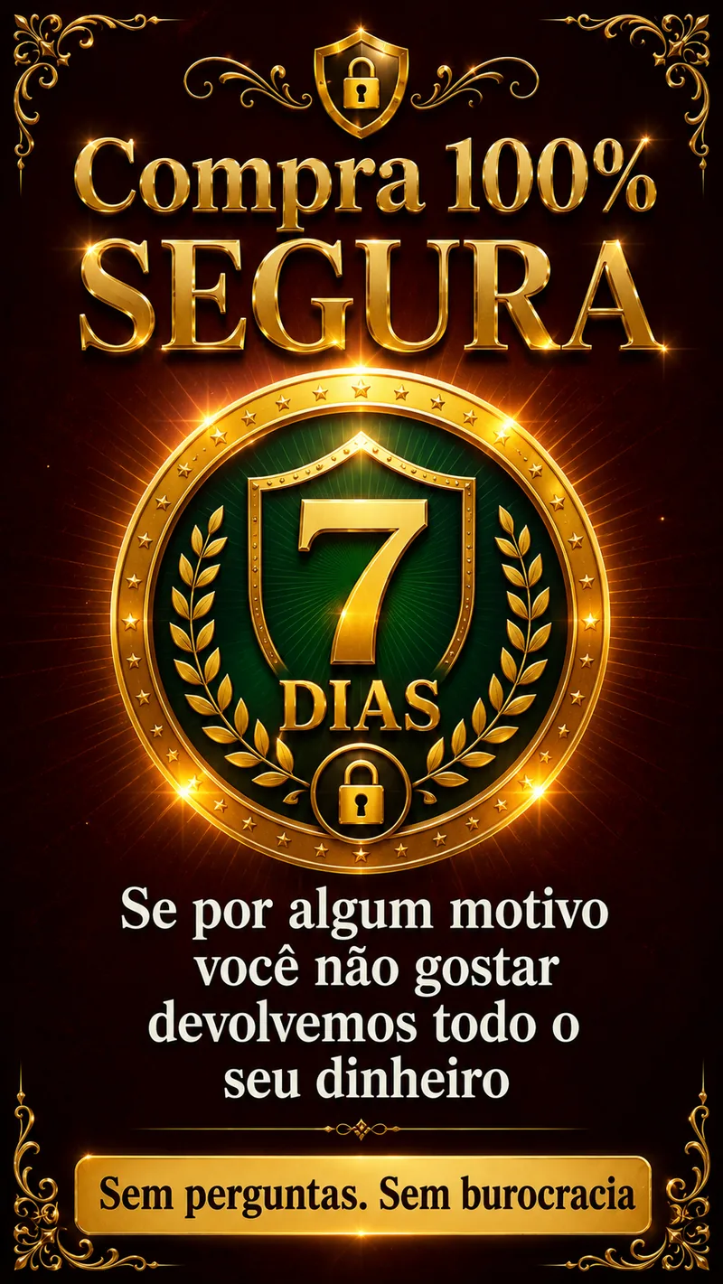 Compra 100% segura, garantia de 7 dias: se você não gostar, devolvemos todo o seu dinheiro, sem perguntas e sem burocracia